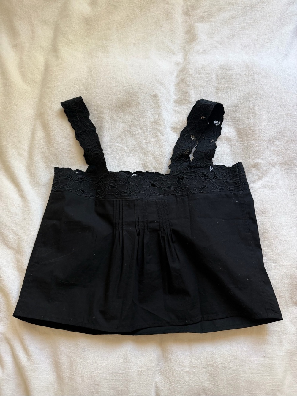 J. Crew Black Lace-Trim Square Neck Tank - Picture 5 of 6